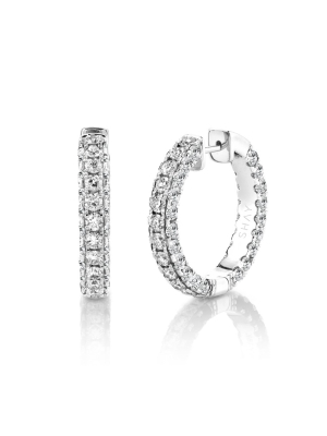 Shay Jewelry 3 Sided Diamond Hoops