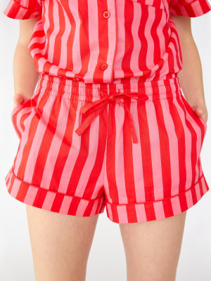 Leisure Shorts - Hot Pink/red Stripe
