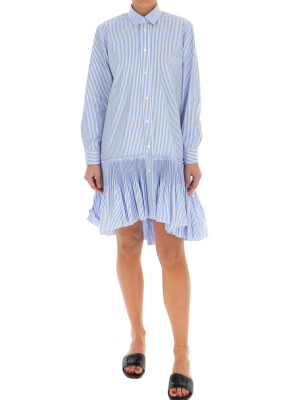 Redvalentino Striped Ruffled Hem Shirt Dress