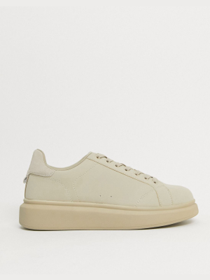 Pull&bear Sneakers With Chunky Sole In Beige