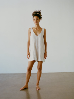 Simone Romper, Laundered Linen, Balearic Stripe