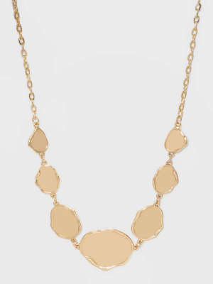 Hammered Metal Statement Necklace - A New Day™ Gold