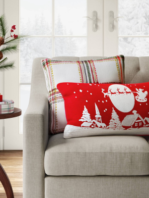 Holiday Oversized Winter Village Lumbar Throw Pillow Neutral/white - Threshold™