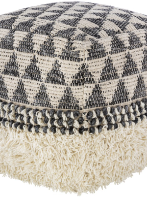 Merida Hand Woven Pouf In Charcoal