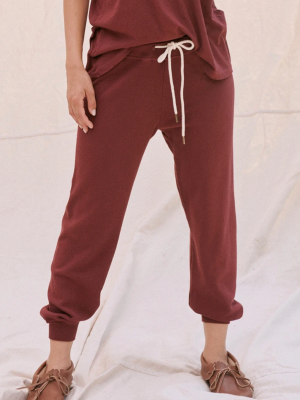 The Cropped Sweatpant In Maroon