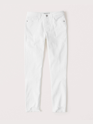 Ripped Mid Rise Super Skinny Ankle Jeans