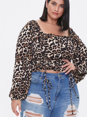 Plus Size Leopard Print Crop Top