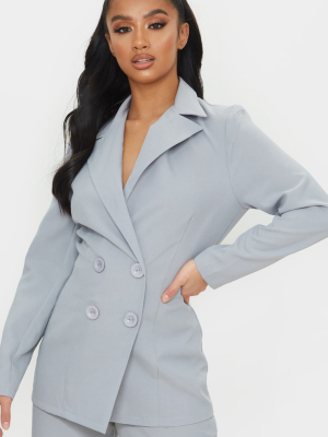 Petite Soft Grey Oversized Suit Blazer