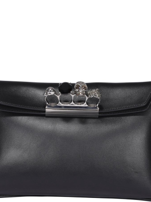 Alexander Mcqueen Four-ring Skull Embellished Clutch Bag