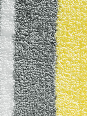Microfiber Square Striped Rug - Gray/yellow - Idesign