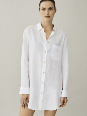 Formentera White Linen Oversized Shirt