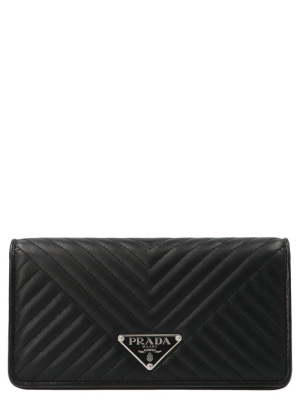 Prada Logo Plaque Quilted Mini Crossbody Bag