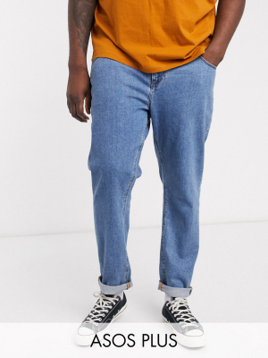 Asos Design Plus Slim Jeans In Flat Mid Wash