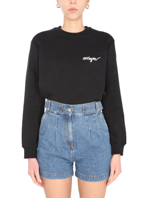 Msgm Logo Embroidered Sweatshirt