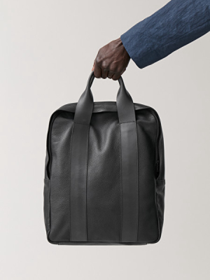 Grained Leather Tote Backpack