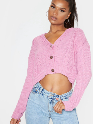 Pink Cable Cropped Cardigan