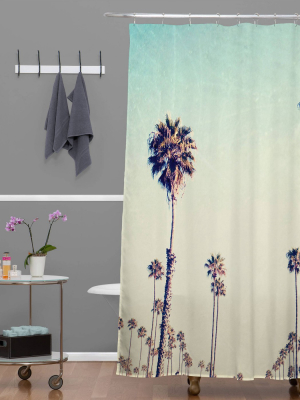 Bree Madden California Palm Trees Shower Curtain Blue - Deny Designs
