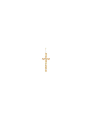 14k Single Diamond Bezel Cross Charm Pendant