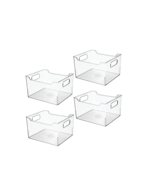 Mdesign Plastic Bathroom Vanity Storage Organizer Bin, Handles, 4 Pack
