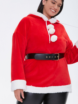 Plus Size Santa-themed Hoodie