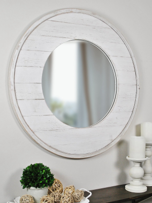 27" X 0.5" X 27" Ellison Farmhouse Shiplap Mirror Aged White - Firstime & Co.