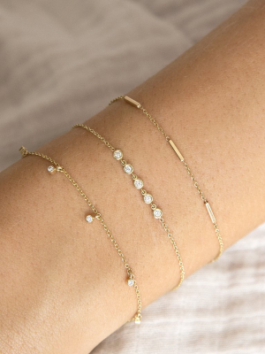 14k 5 Linked Floating Diamonds Bracelet