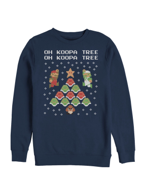 Men's Nintendo Christmas Mario Bros. Koopa Tree Sweatshirt