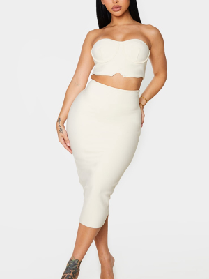 Shape Cream Bandage High Waist Midi Length Skirt