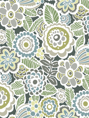 Lucy Floral Wallpaper In Green From The Bluebell Collection By Brewster Home Fashions