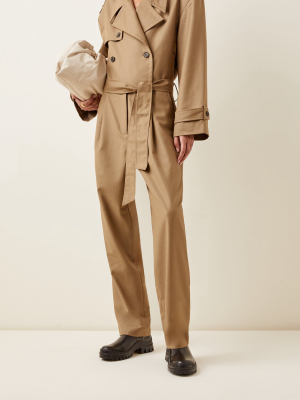 Gabardine Double-breasted Trench Jumpsuit