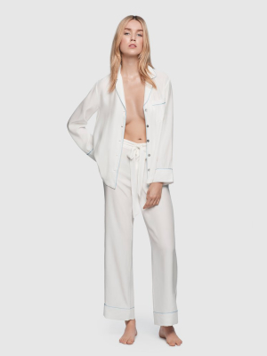 Silk Pj Pant Ivory/blue