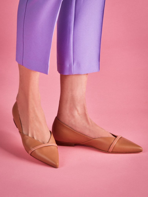 Colette Flat - Nude Leather Pointed Flat