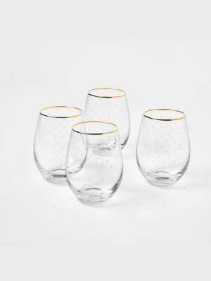 Glass With White Dot Stemless Wine Glasses Set Of 4 - Sugar Paper™