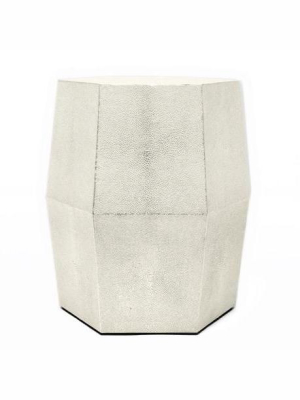 Daryl Stool Off White Faux Shagreen