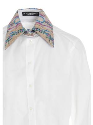 Dolce & Gabbana Jacquard Embellished Collar Shirt