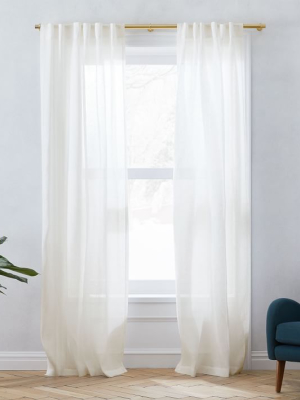 Sheer Belgian Flax Linen Curtain - Ivory