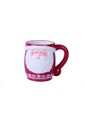 Transpac Dolomite 5 In. Red Christmas Santa Mug