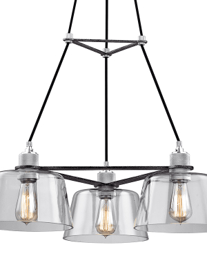 Audiophile 3lt Chandelier Old Silver And Polished Aluminum