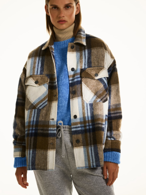 Wool Blend Waffle Knit Overshirt