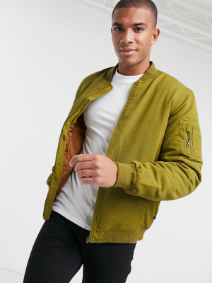 Only & Sons Ma1 Bomber Jacket In Khaki