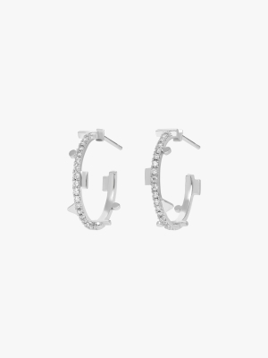 White Diamond Hoop Earrings