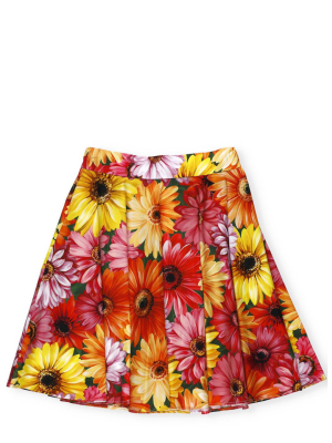 Dolce & Gabbana Kids Gerbera Daisy Print Midi Skirt