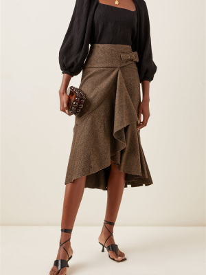 Forever Yours Herringbone Wool Midi Skirt