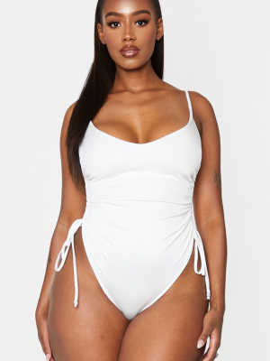 Shape Cream Ruched Side High Rise Swimsuit