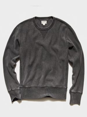 Issued By: Garment Dyed Crew Sweatshirt In Black Sand