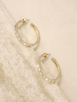 Crystal Set In 18k Gold Plated Hoops