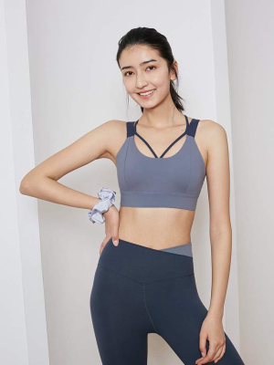 Clarice Blue Cross Front Sports Bra