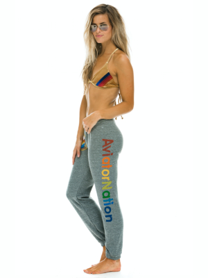 Women's Aviator Nation San Francisco Sweatpants - Heather Grey