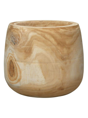 Brea Wooden Vase In Natural Wood