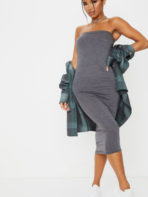 Charcoal Grey Basic Bandeau Midaxi Dress